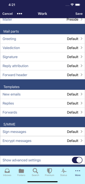 Layout folders preferences