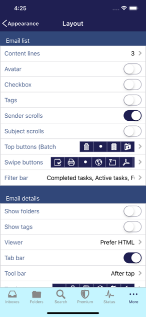 Layout preferences